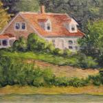 Red Roof at the Pamet marsh, watercolor, miniature  SOLD