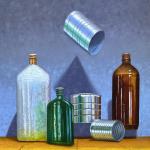 BOTTLES AND CANS oil on linen, 20 x 16"