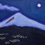 FULL MOON MT. ETNA IN THE SNOW acrylic on canvas