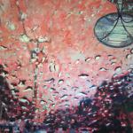 RAIN STREET acrylic on canvas, 32 x 32"
